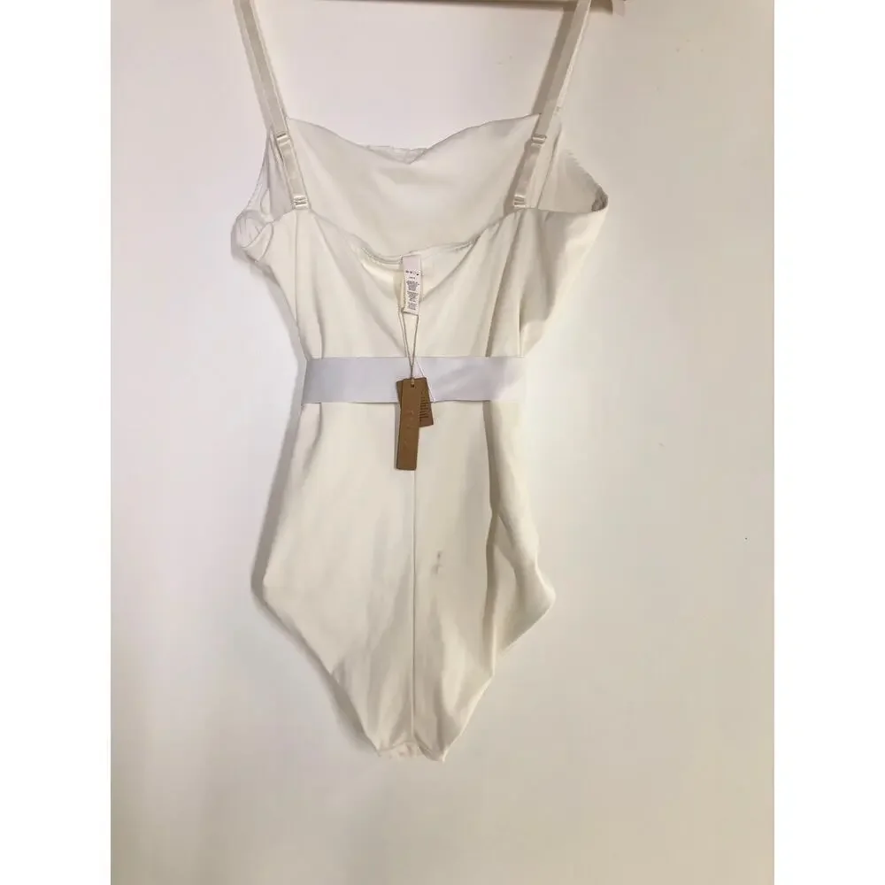 SKIMS Sculpting Swim Strapless One Piece Swimsuit Marble White NWT Size 4X